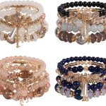 Solosoya Bohemian Boho Stackable Bracelets for Women Set, Girls Stretch Multilayer Stack Beads Colorful Beaded Charm Bracelets Girl Handmade Jewelry